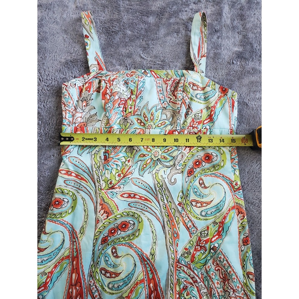 Tommy Bahama Blue Orchid Sunset Paisley Tropical Cotton Dress SILK Lined Size 6 - Picture 8 of 8